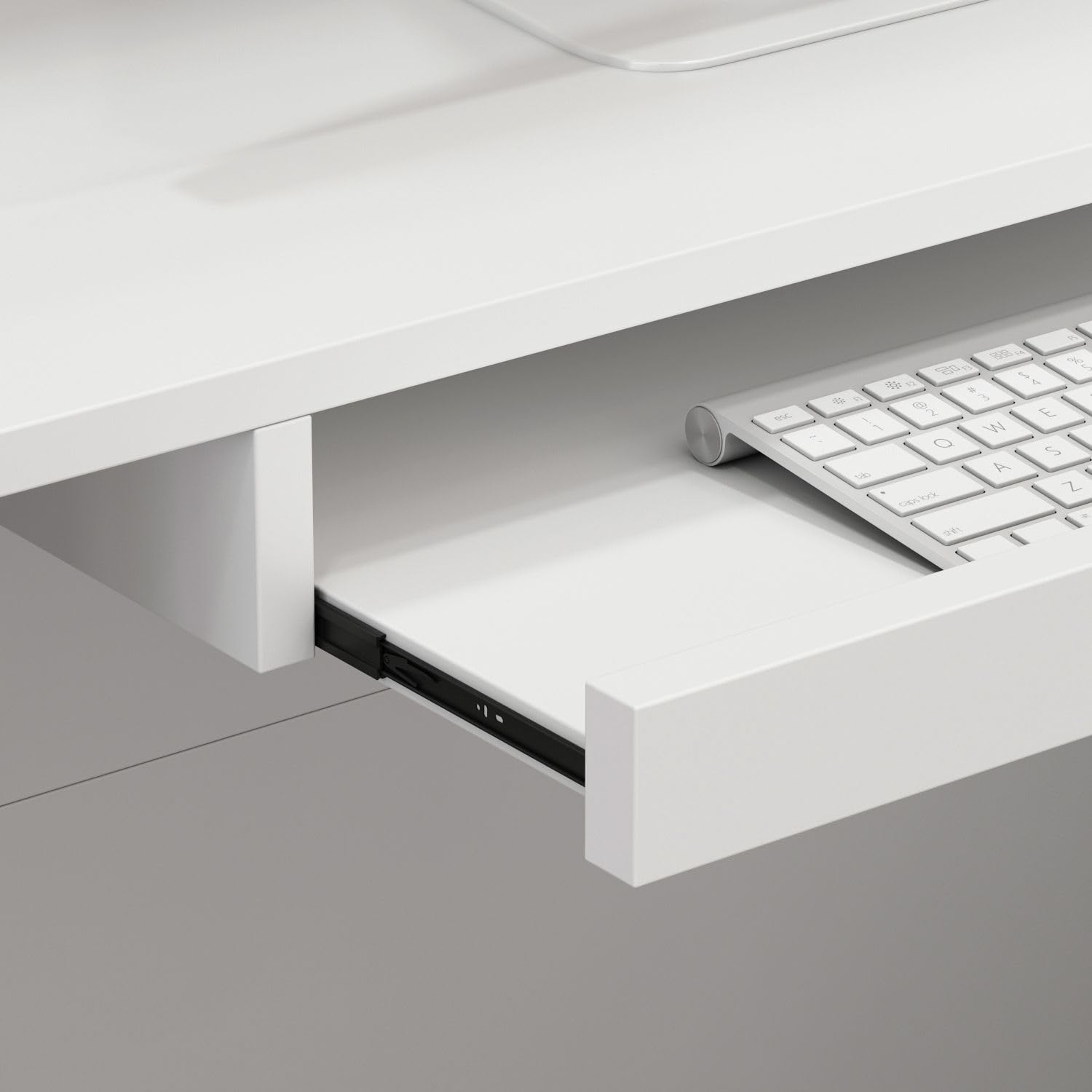 MOUMON L-Shaped Reception Desk with Storage, Keyboard Tray & Shelves - 55.9