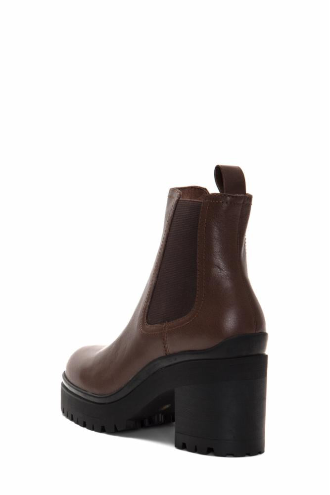 Jeffrey Campbell Women's Escob Brown Leather Ankle Boots - Stylish & Comfortable Booties for Fall/Winter Fashion, Office Wear & Night Out