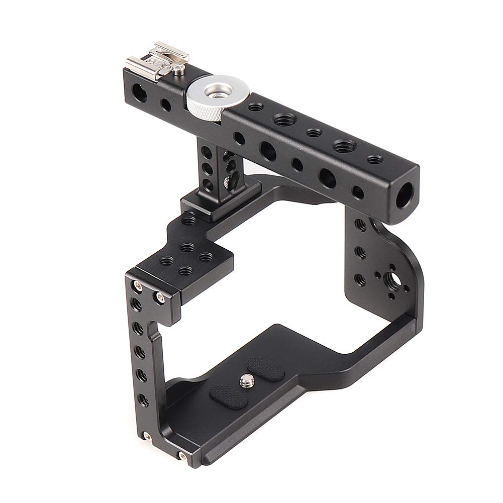 Aluminum Alloy DSLR Camera Cage Stabilizer with Cold Shoe & Top Handle Grip - Compatible with Sony A6600, A6400 | Perfect for Vlogging, Film Making & Professional Photography