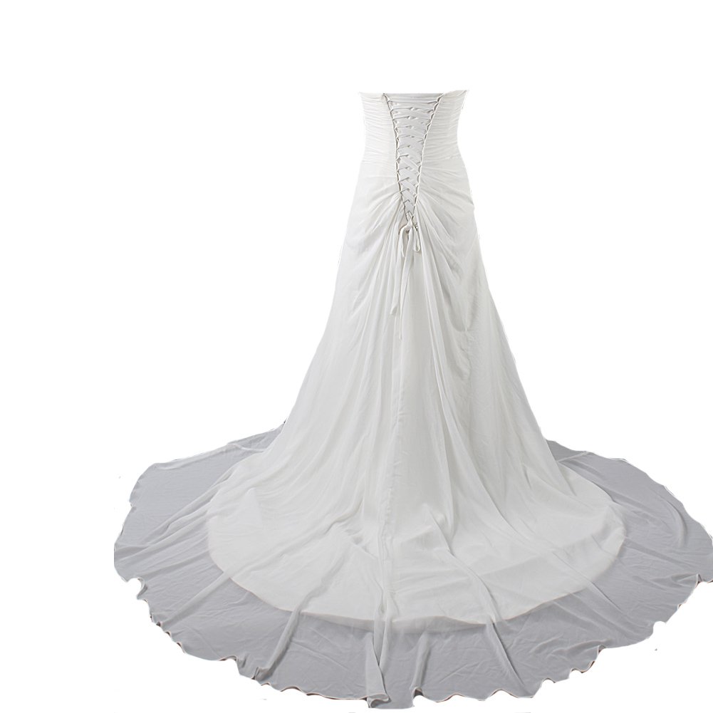Kivary® Women's White Chiffon A-Line Beach Wedding Dress - Casual Bridal Gown for Beach Ceremony, Destination Wedding & Summer Vacation