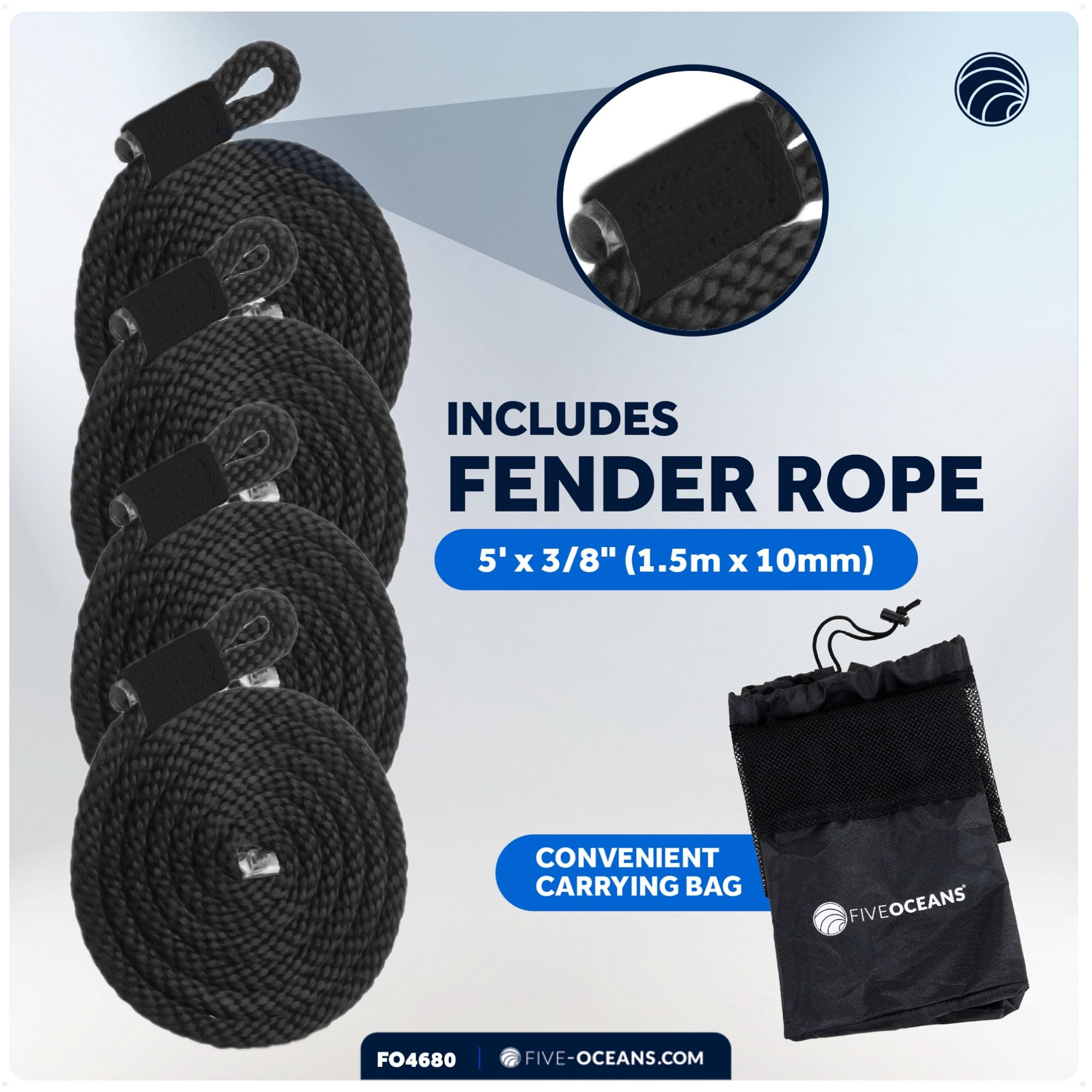 Five Oceans 24-Inch Boat Fenders with 3/8