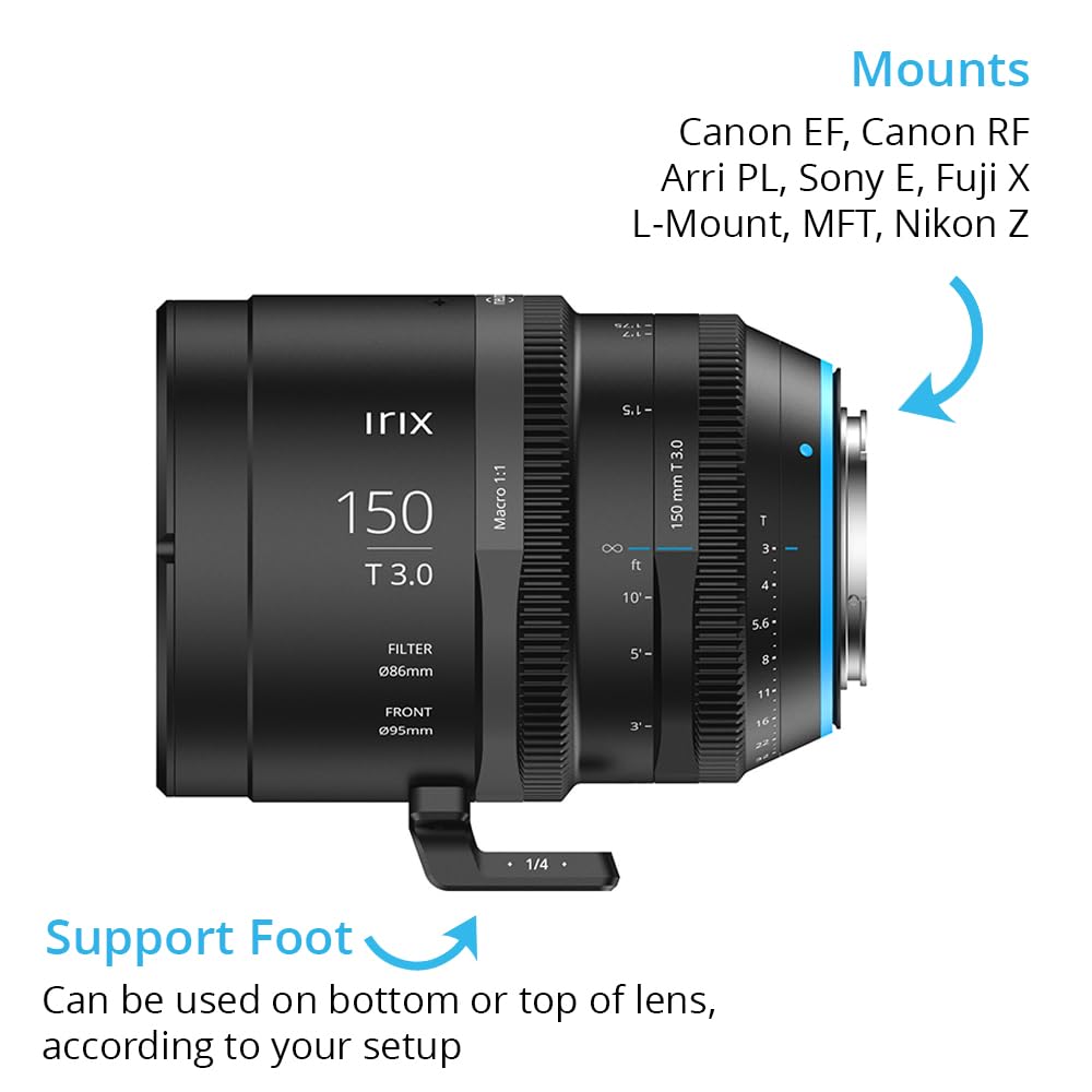 Irix Cine 150mm T3.0 Macro 1:1 Lens for Canon RF Mount - Military Certified Weatherproof Cinema Lens with Magnetic Filter Compatibility & Feet Scale - Perfect for Film Production, Nature Photography and Extreme Weather Shooting