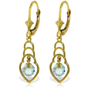 1.25 Carat 14K Solid Yellow Gold Santa Fe Blue Topaz Earrings for Women | Dainty Stud Earrings for Everyday Wear, Gift for Her, Birthday & Anniversary Jewelry