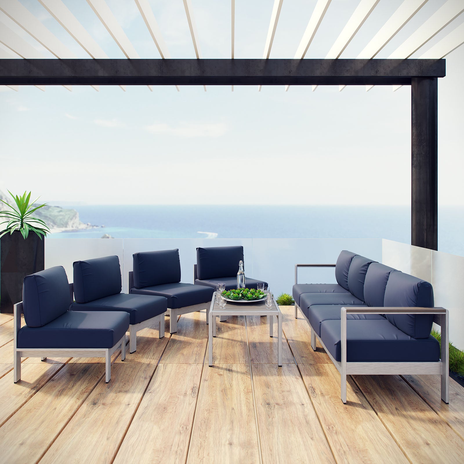 7-Piece Outdoor Patio Sectional Sofa Set with Cushions - Waterproof Wicker Furniture for Backyard, Garden, Poolside & Deck - Modern All-Weather Lounge Seating for Outdoor Living