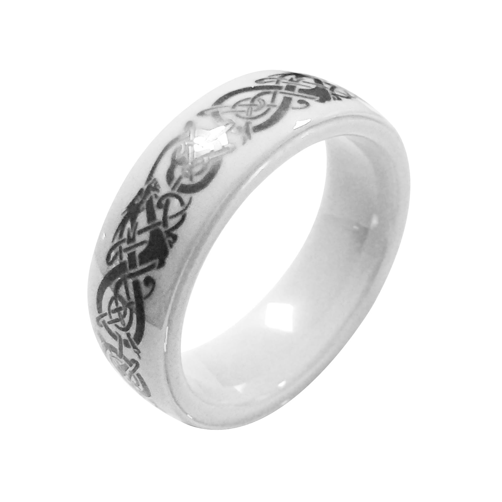 T5577 RFID 125kHz Rewritable Ceramic Ring with Dragon Design - Clone EM4100 Cards for Cabinet Locks & Key Access (White, Size US9) - Perfect for Home Security, Office Access Control & Hotel Key Cards