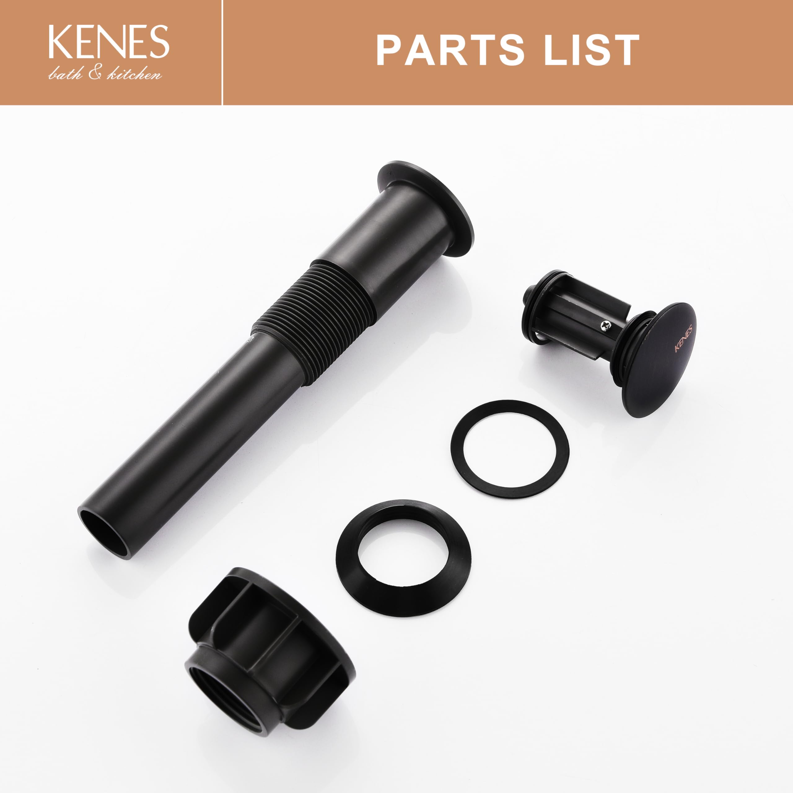 Kenes Oil Rubbed Bronze Bathroom Vessel Sink Drain - Pop-Up Drain Stopper Without Overflow, Anti-Clog Drain Assembly for Vanity Faucets - Perfect for Modern Bathroom & Powder Room Upgrades