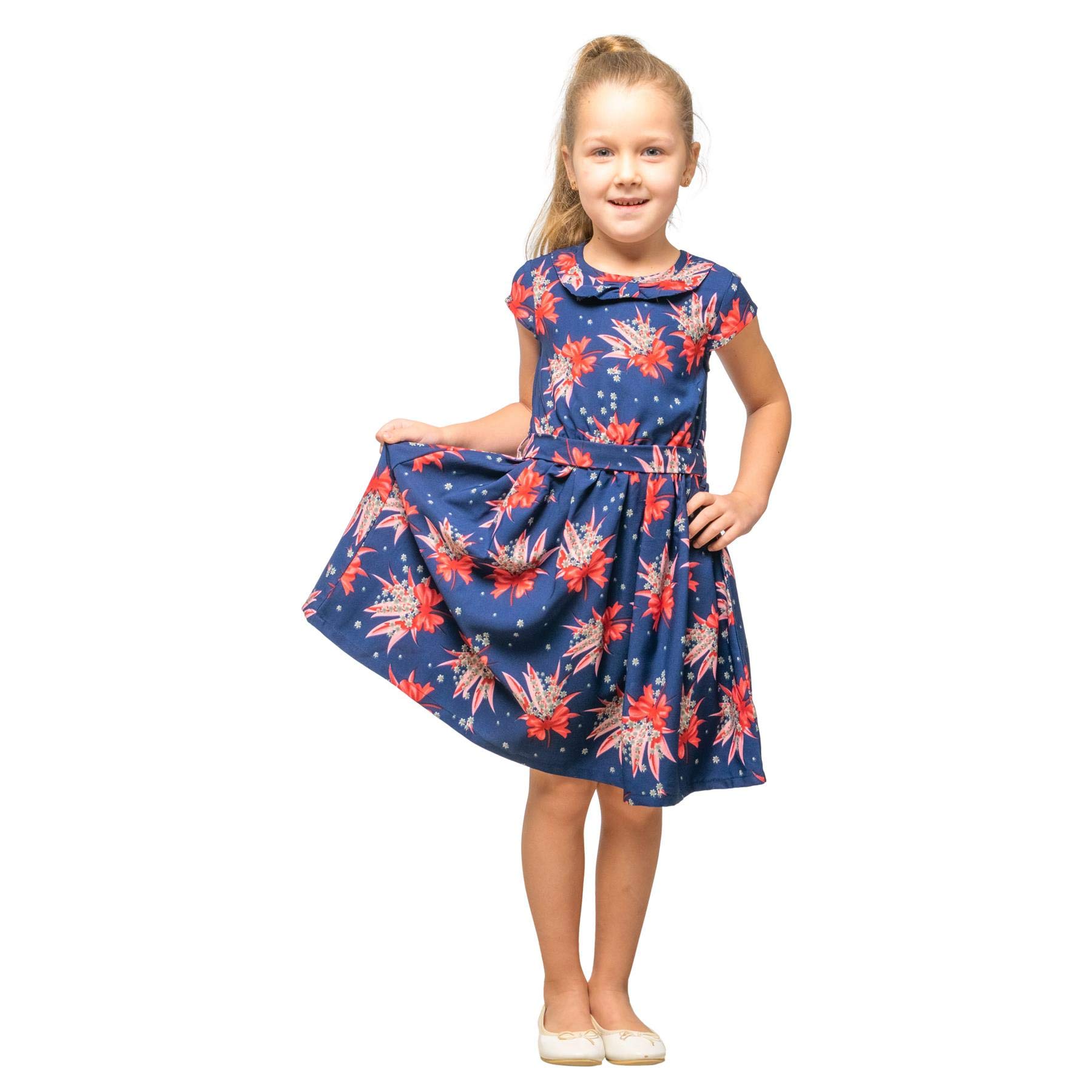 Miss Lavish London Girl Casual Dress - Peter Pan Collar Sleeveless Summer Party Dress for Kids Ages 3-12 | Perfect for Birthday Parties, School Events & Family Outings