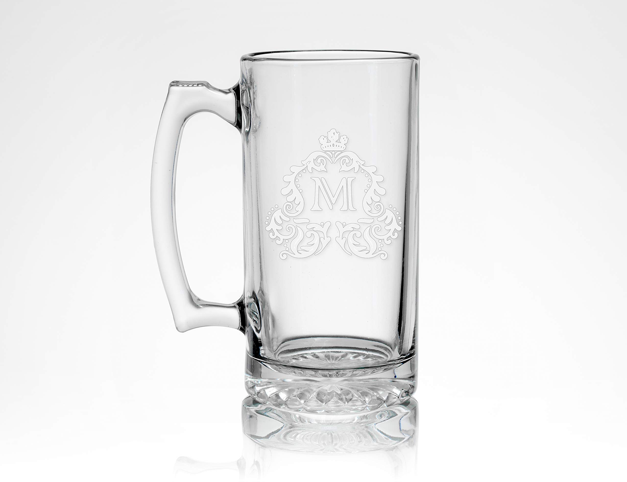 Personalized Laser Engraved Monogram Glass Beer Mug 26.5 oz - Custom Name Engraved Pint Glass for Men, Wedding Gifts, Anniversary, Birthday - Perfect for Home Bars, Parties & Beer Lovers