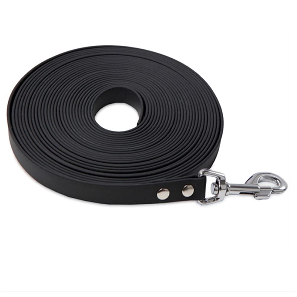 Waterproof PVC Dog Leash for Small & Large Dogs - 10m Black Training Leash for Recall, Tracking & Obedience - Durable Outdoor Walking & Pet Training Accessory