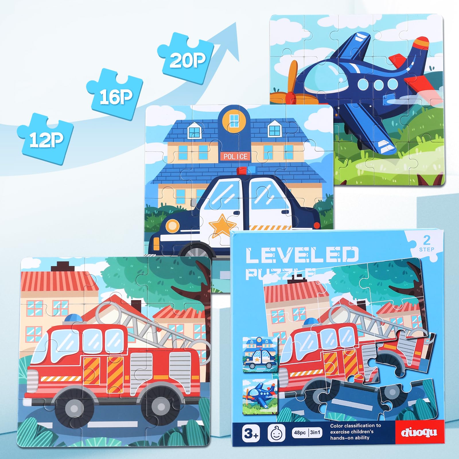 Magnetic Puzzles for Toddlers Ages 3-5 | 3-in-1 Vehicle Jigsaw Puzzle Book with Magnets | Travel & Road Trip Educational Toys for Boys & Girls 4-8 | Perfect for Car Rides, Airplane Travel & Quiet Playtime (12-16-20 Vehicle Set)