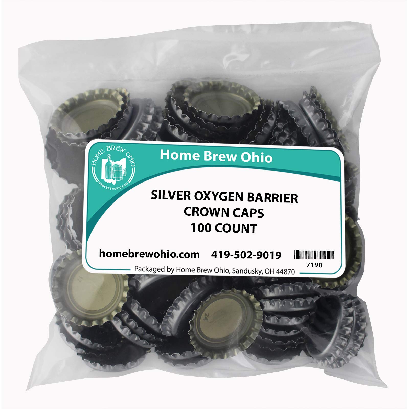 Ohio Silver Crown Caps - 100ct for Home Brewing & Bottling Beer