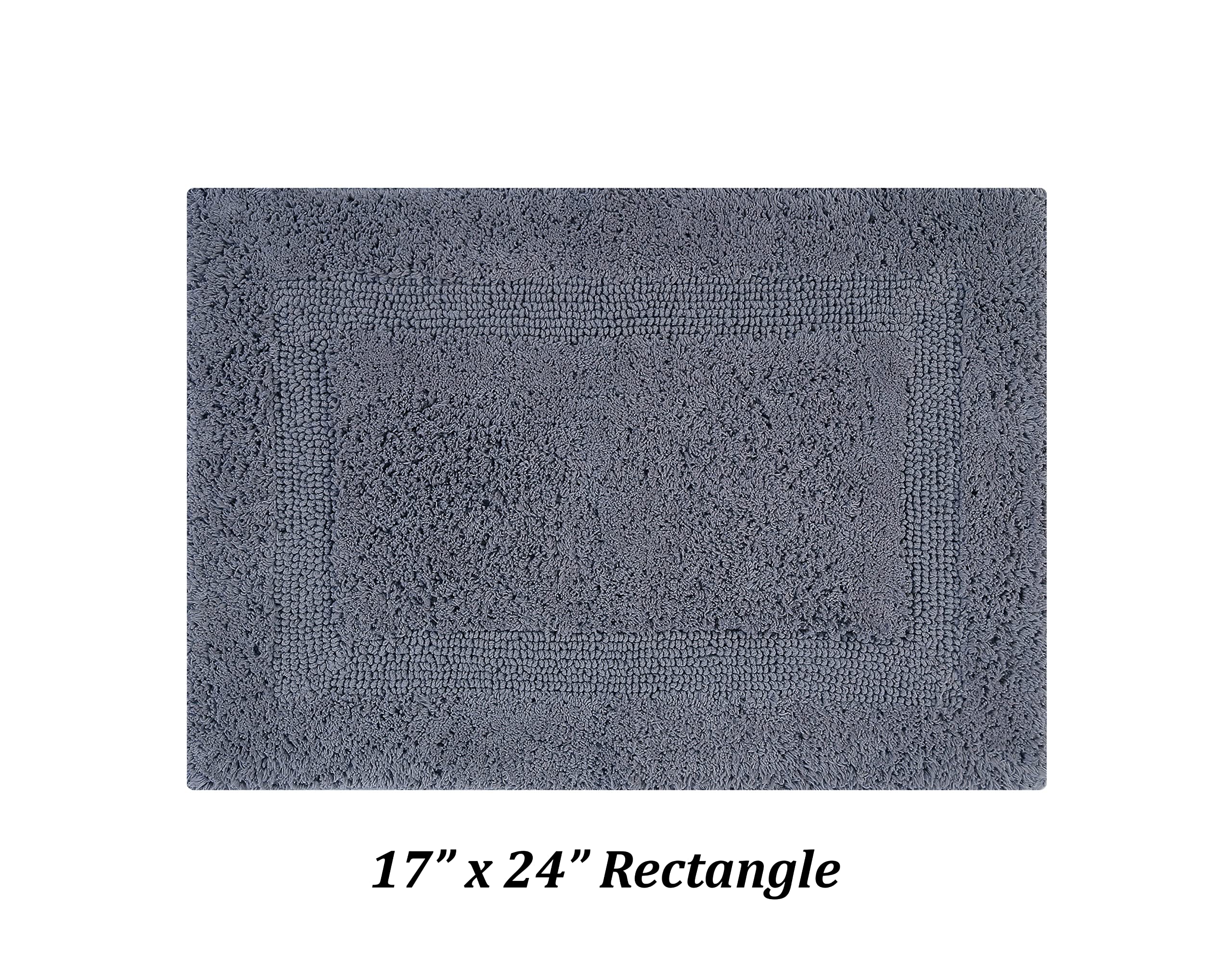 Better Trends 2-Piece Super Soft Bathroom Rugs Set - 100% Cotton Reversible Absorbent Floor Mats for Tub, Shower & Laundry Room - Machine Washable Gray Bath Decor (Perfect for Cozy Bathrooms & Spa-Like Retreats)