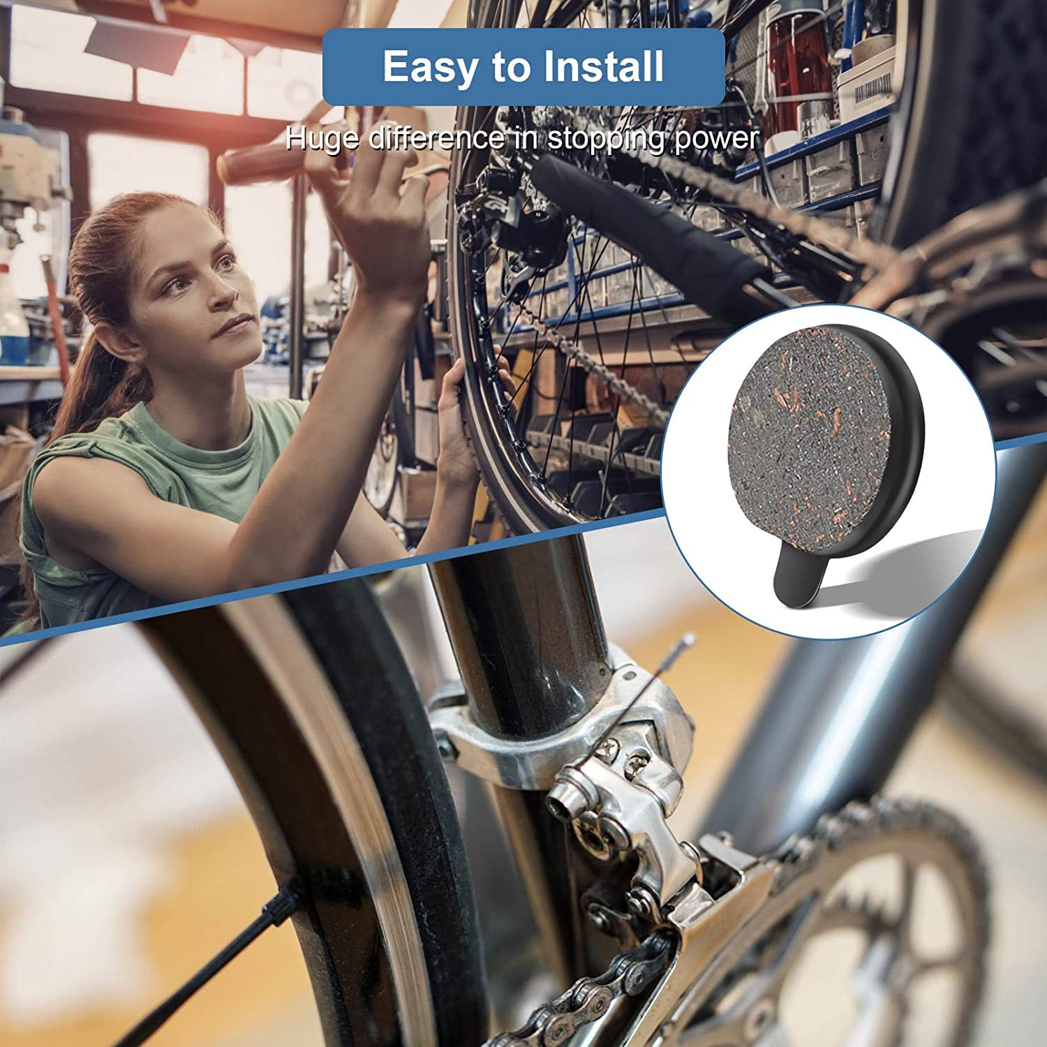 4 Pairs Disc Brake Pads - Resin & Semi-Metal Brake Pads for Road & Mountain Bikes - Perfect for Commuting, Trail Riding & Off-Road Adventures