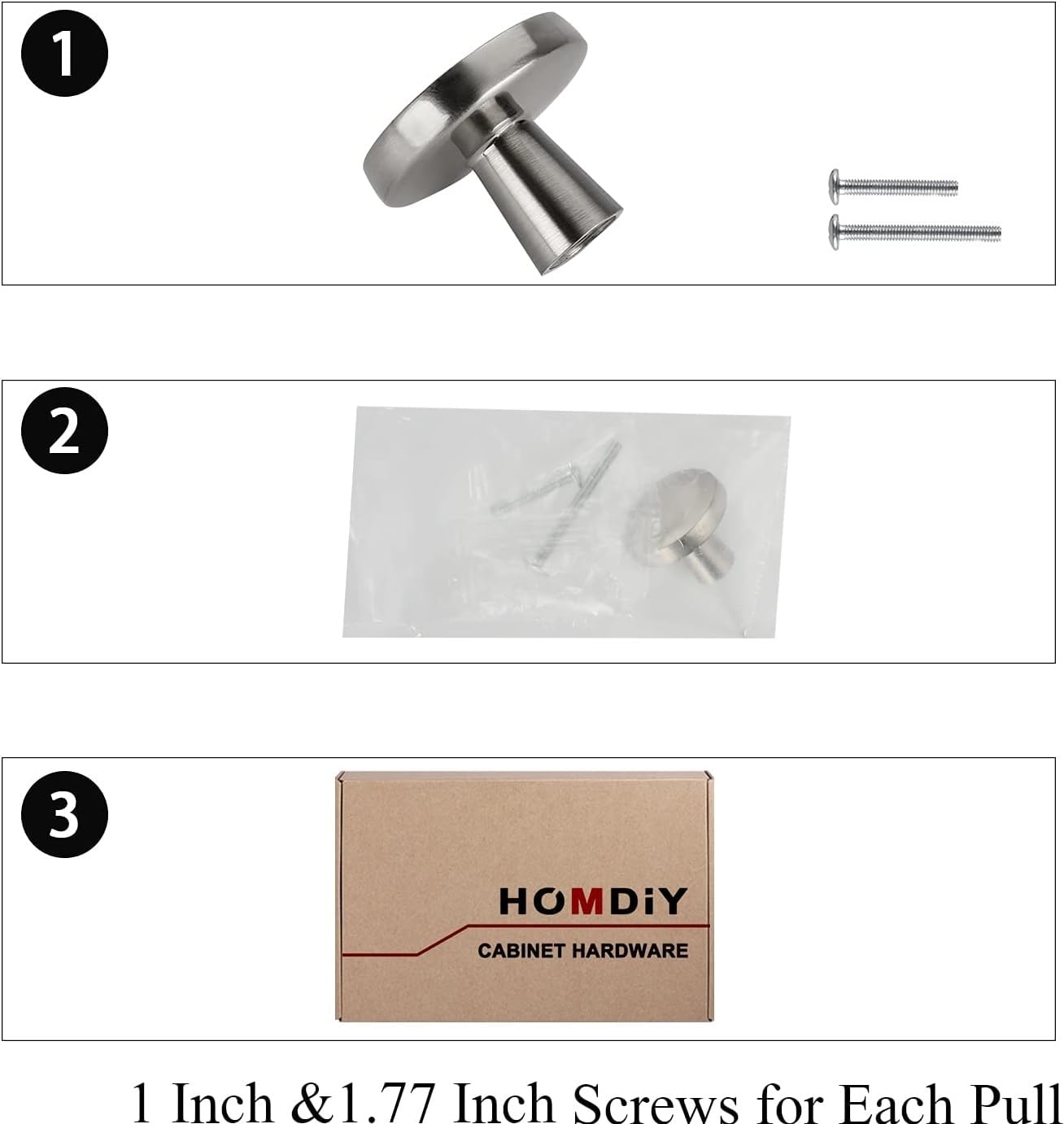 5 Pack Brushed Nickel Cabinet Knobs - Round Kitchen Handles, Zinc Alloy Metal Hardware for Dresser, Drawer, Desk & Cupboard - Perfect for Home Kitchen, Bathroom & Office Furniture Upgrade