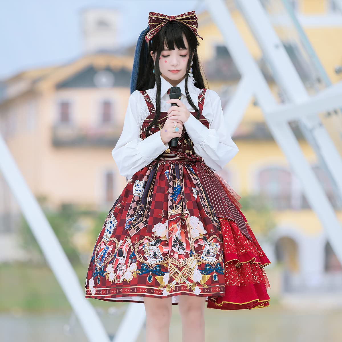 Mingyuezai Women's Gothic Dress Set - Cute Printed Princess Costume for Halloween Party (3-Piece) | Elegant Gothic Lolita Fashion for Cosplay, Themed Parties & Special Occasions