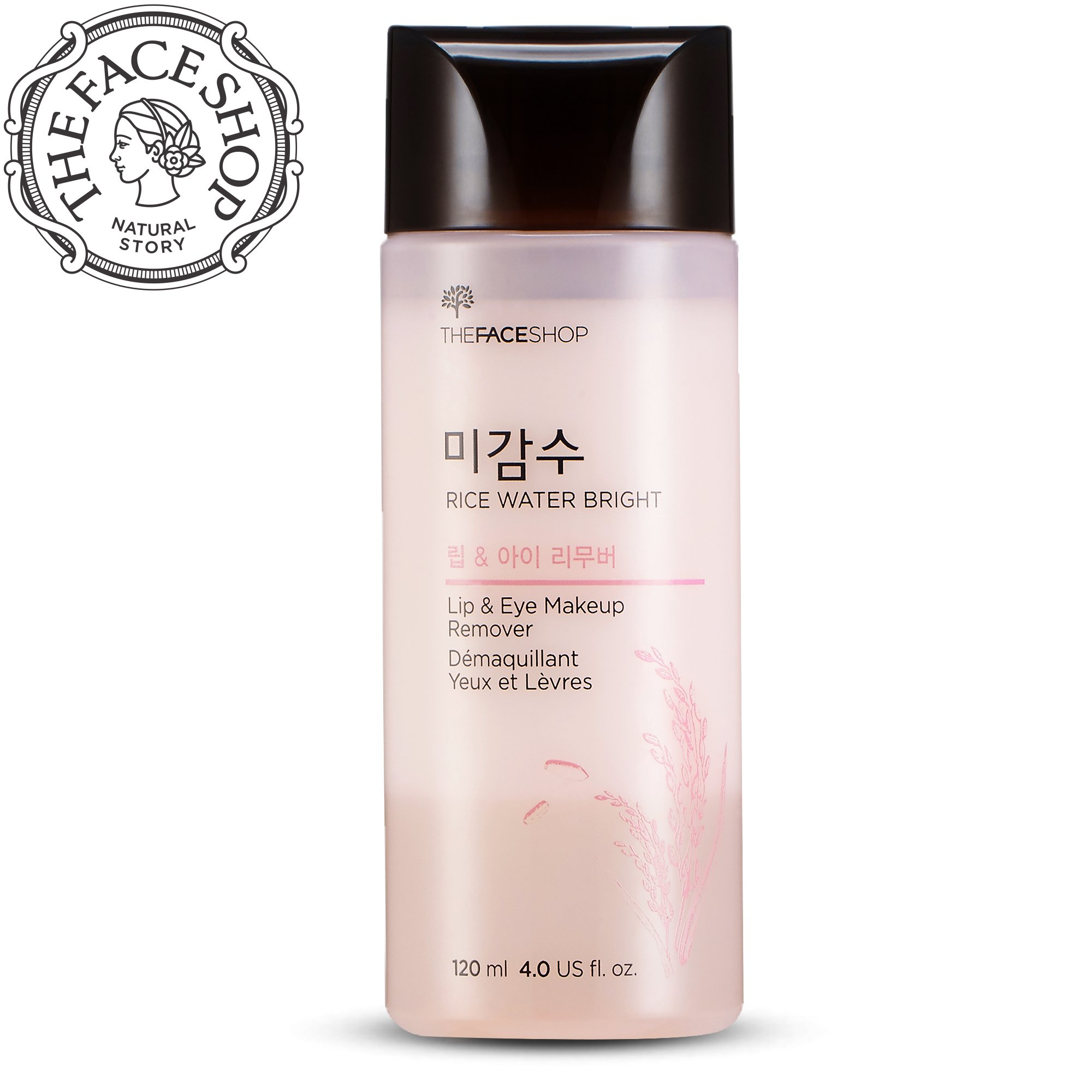 The Face Shop Oil-Free Liquid Eye Makeup Remover - Gentle K-Beauty Formula for Waterproof Mascara & Eyeliner Removal with Natural Rice Water Extract (120mL/4oz) - Perfect for Sensitive Eyes & Nighttime Skincare Routine