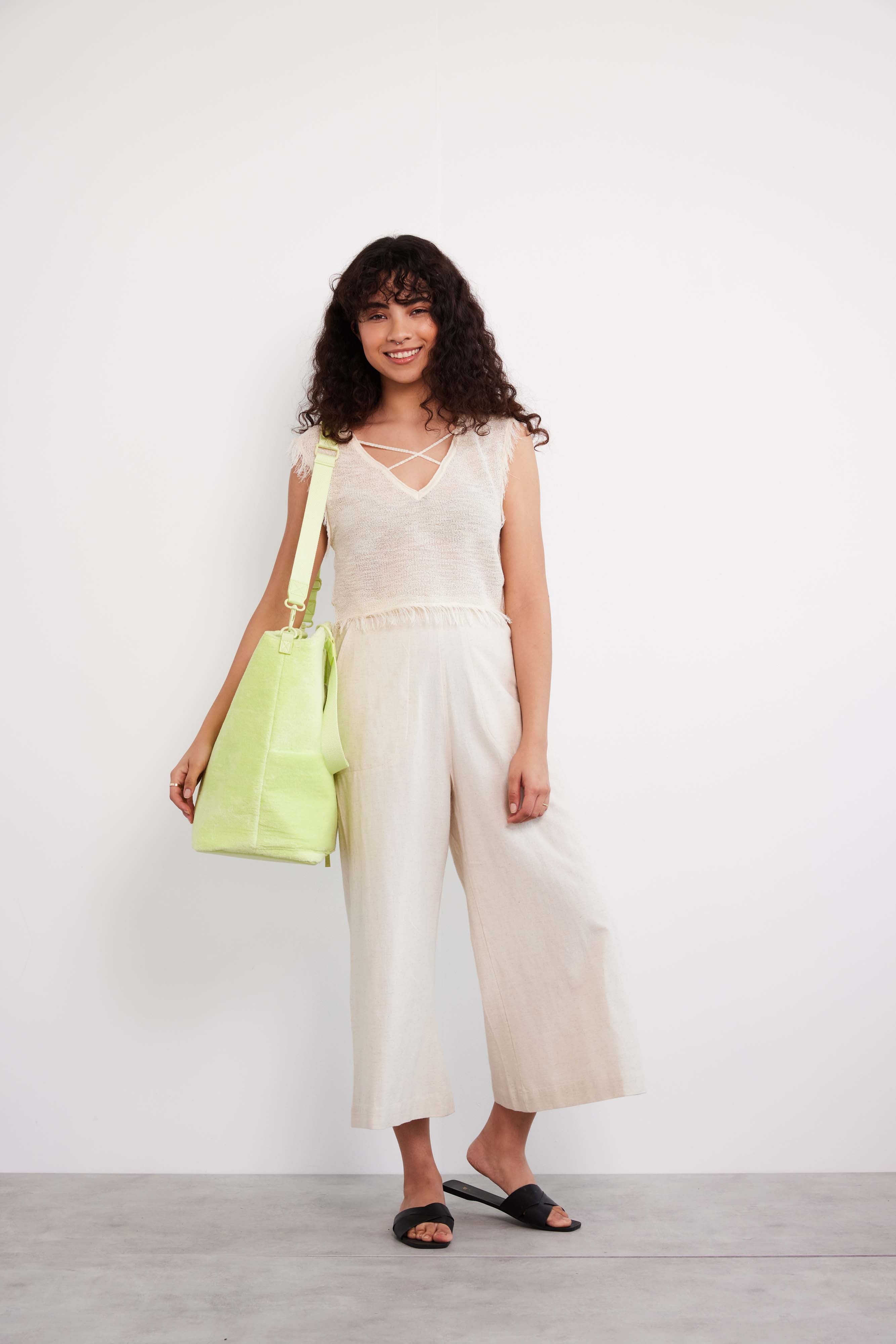 Stylish Citron Terry Tote Bag - Eco-Friendly Cotton Beach Tote for Women | Perfect for Shopping, Travel & Summer Outings