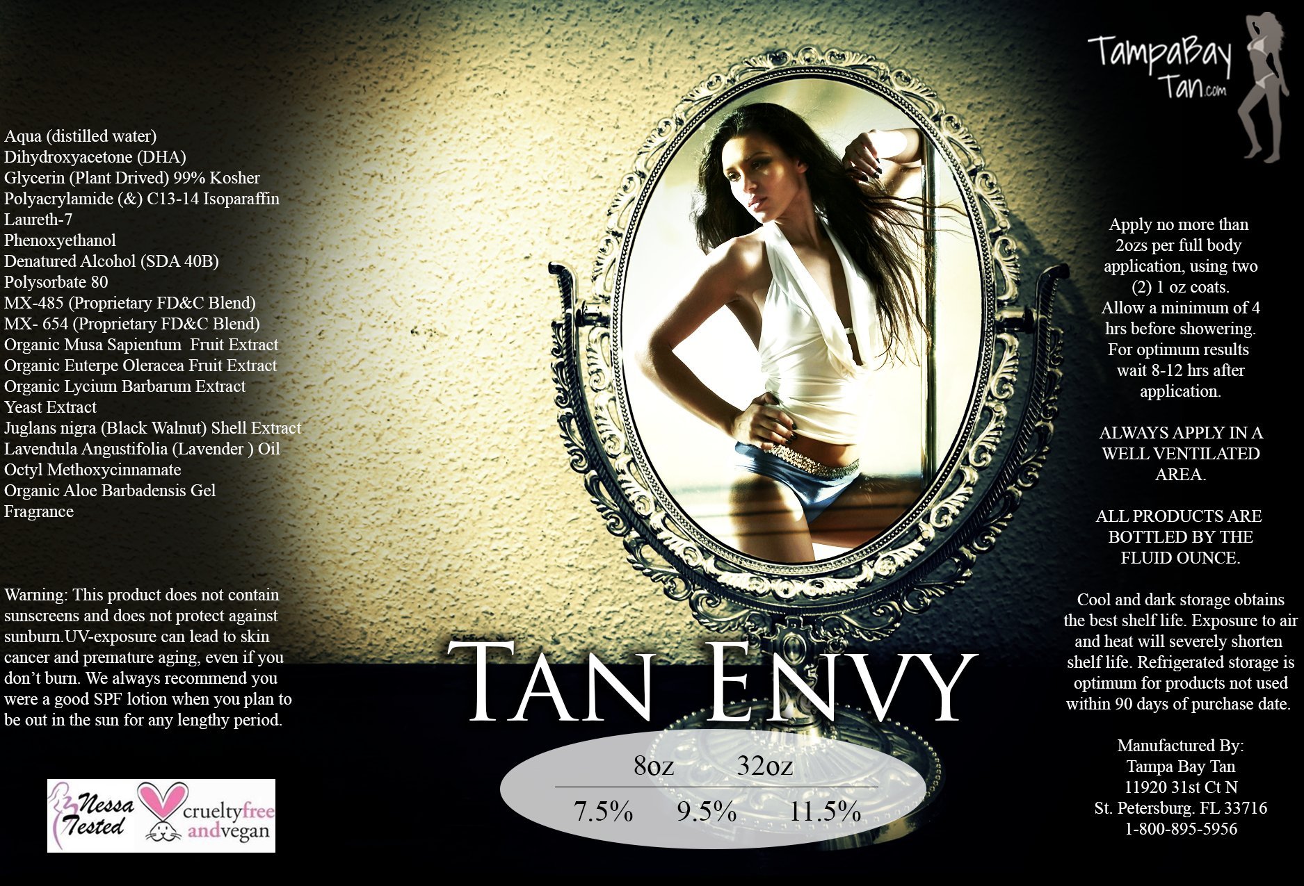 Tan Envy European Blend MED 9.5% DHA Sunless Airbrush Spray Tanning Solution 64 oz (2 Quarts) - Professional Salon & At-Home Airbrush Tanning for Natural-Looking Glow