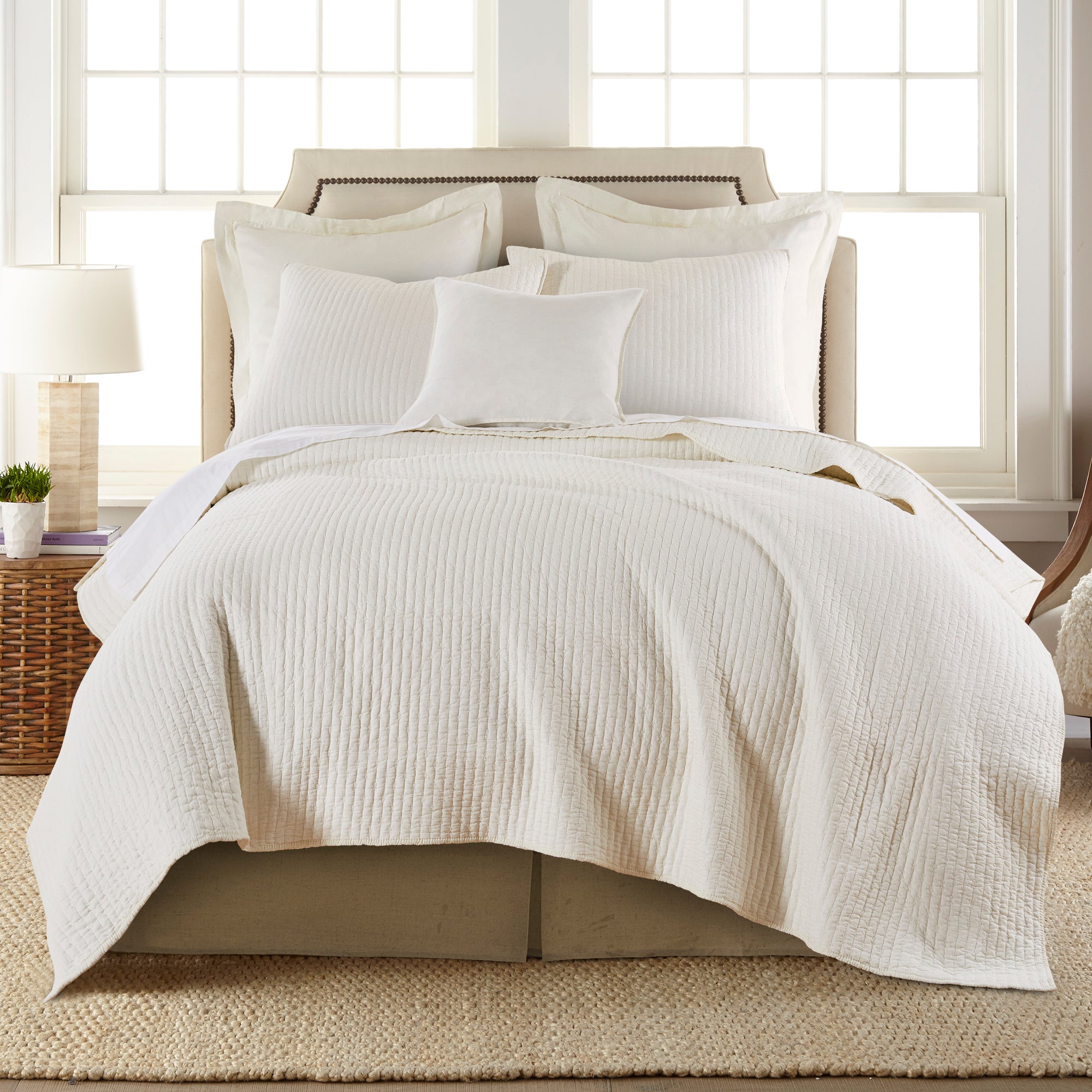 Premium Cross Stitch Cream Quilt Set - Soft Bedding for Home Decor, Queen Size, 3-Piece Set - Perfect for Master Bedrooms, Guest Rooms & Cozy Winter Nights