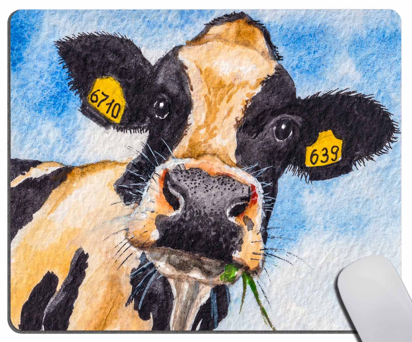 7.9 x 9.5 Inch Cow Print Mouse Pad - Non-Slip Rubber Base Computer Desk Mat for Wireless Mouse - Perfect for Office, Gaming & Home Workspace