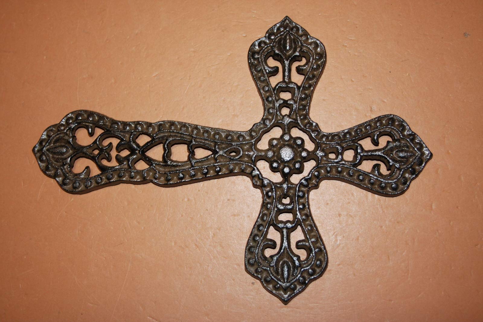 Christian Love Home Decor - Rustic Cast Iron Wall Cross Set of 5 for Farmhouse, Church & Bedroom Wall Art | Religious Gift & Spiritual Decor