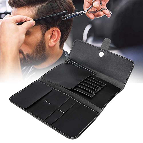 Professional Black PU Salon Hair Scissors Storage Bag - Hairdressing Scissors & Comb Organizer Pouch for Barbers, Stylists & Salon Tools - Perfect for Travel, Home & Professional Use