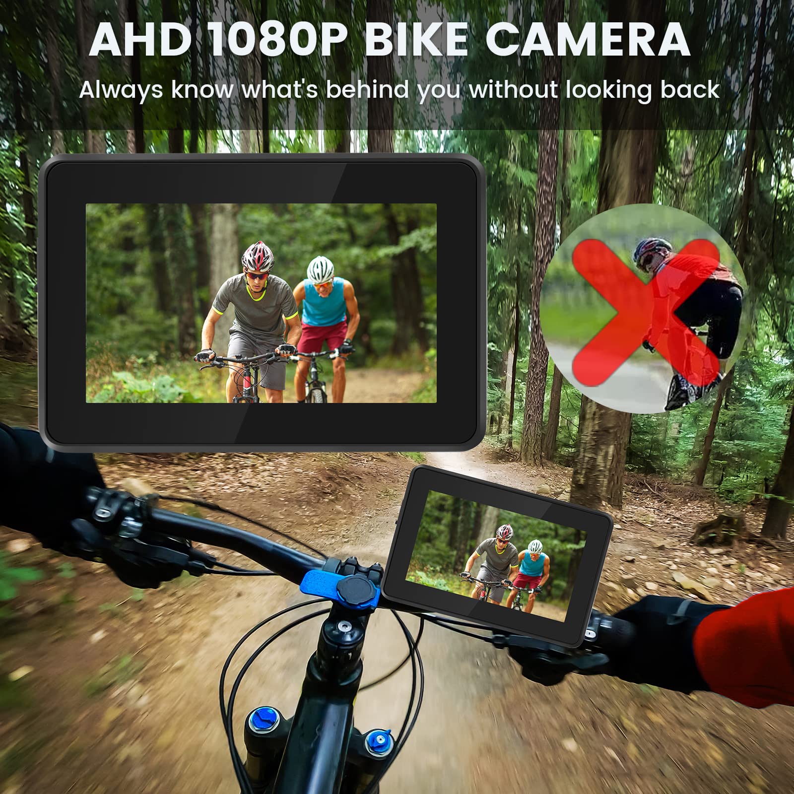 Blueear 1080P HD Bicycle Rear View Camera with 4.3