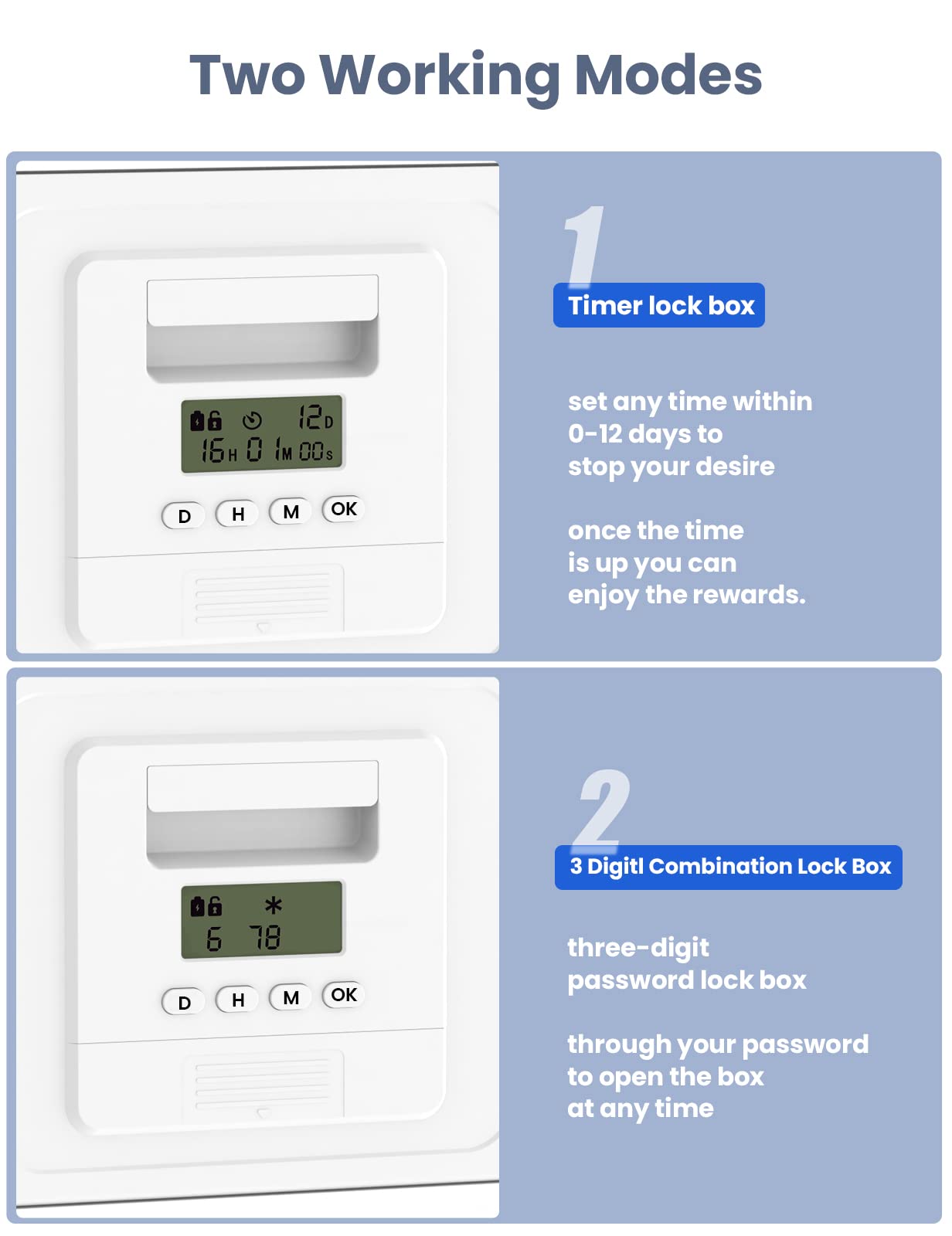 Digital Timer Lock Box for Phone & Screen Addiction - Large Time Lock Safe to Improve Self-Discipline & Break Bad Habits | Perfect for Studying, Parenting, and Digital Detox