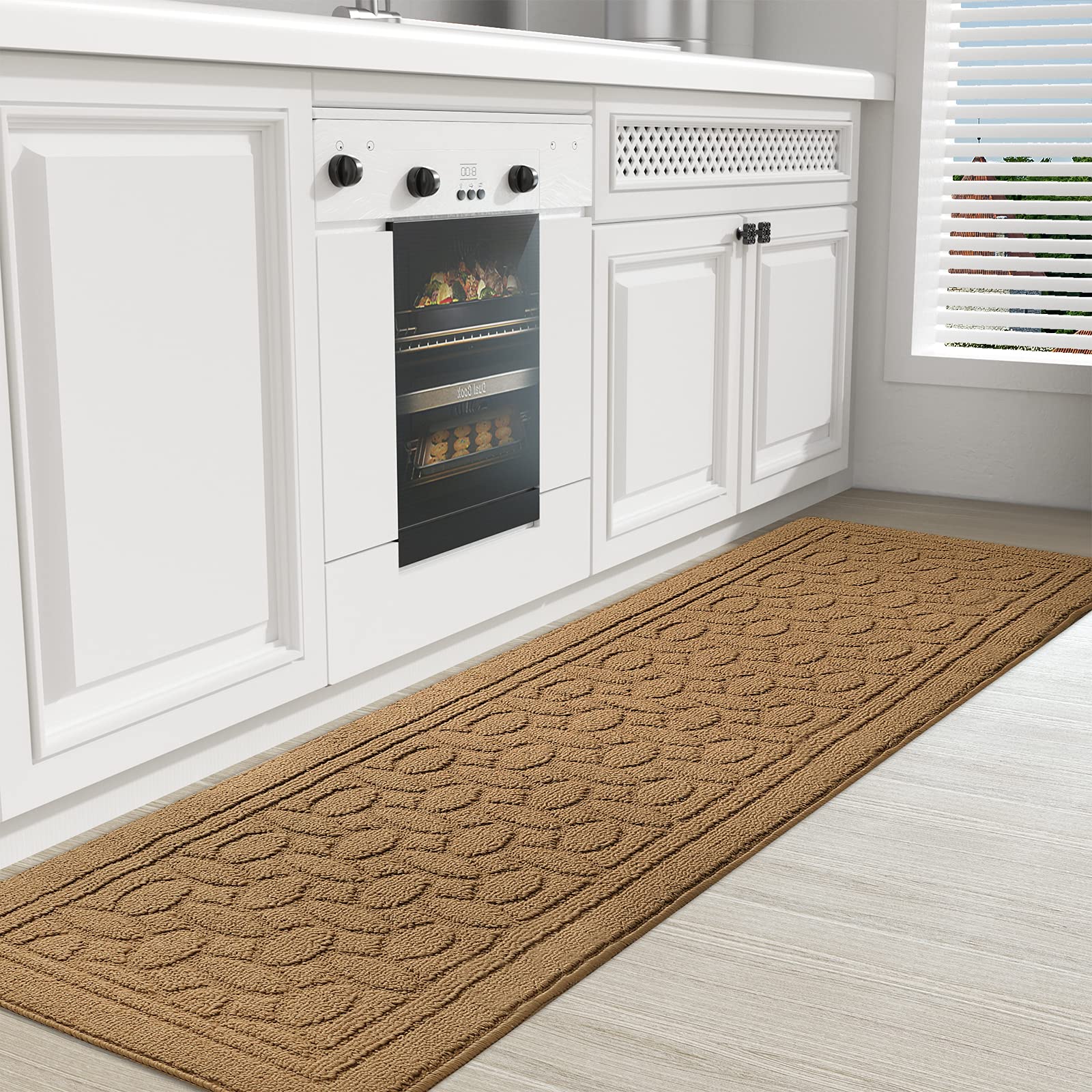 Non-Slip Beige Kitchen Runner Rug 18