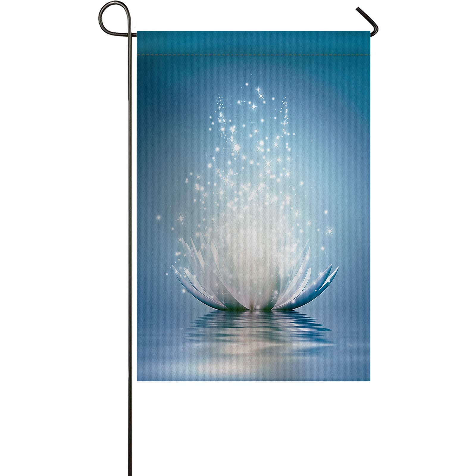 Premium Mini Garden Flag for Outdoor Decor - Abstract Blue Lotus Flower Meditation Design, Weather Resistant & Double Stitched Burlap Yard Flag (28