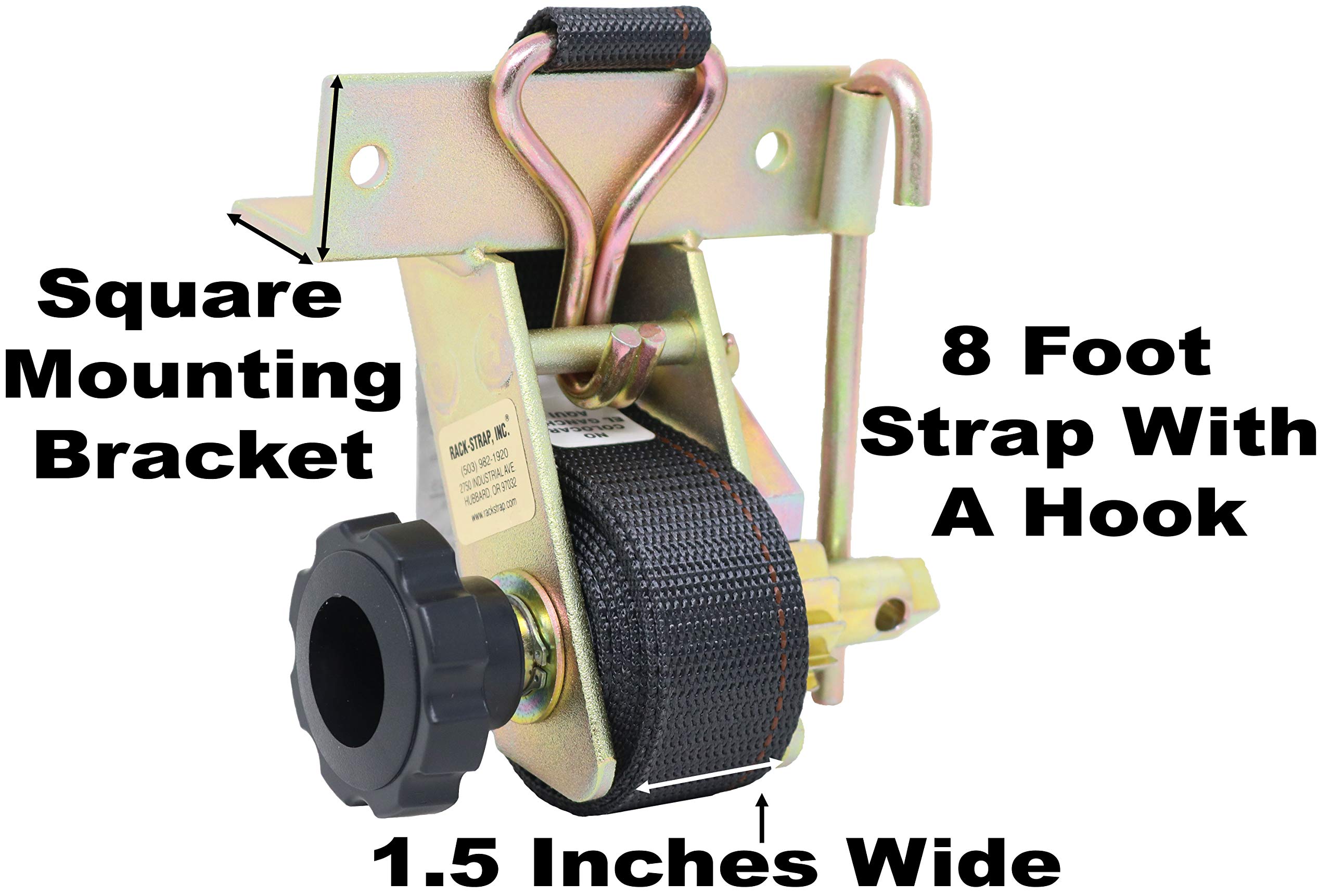 2 Pack Heavy Duty Ladder Rack Tie Down Straps with Right Angle Mounting Brackets - 8FT Adjustable Straps & Bolt Hardware Included - Secure Truck Ladder Racks for Construction, Roofing & Outdoor Work