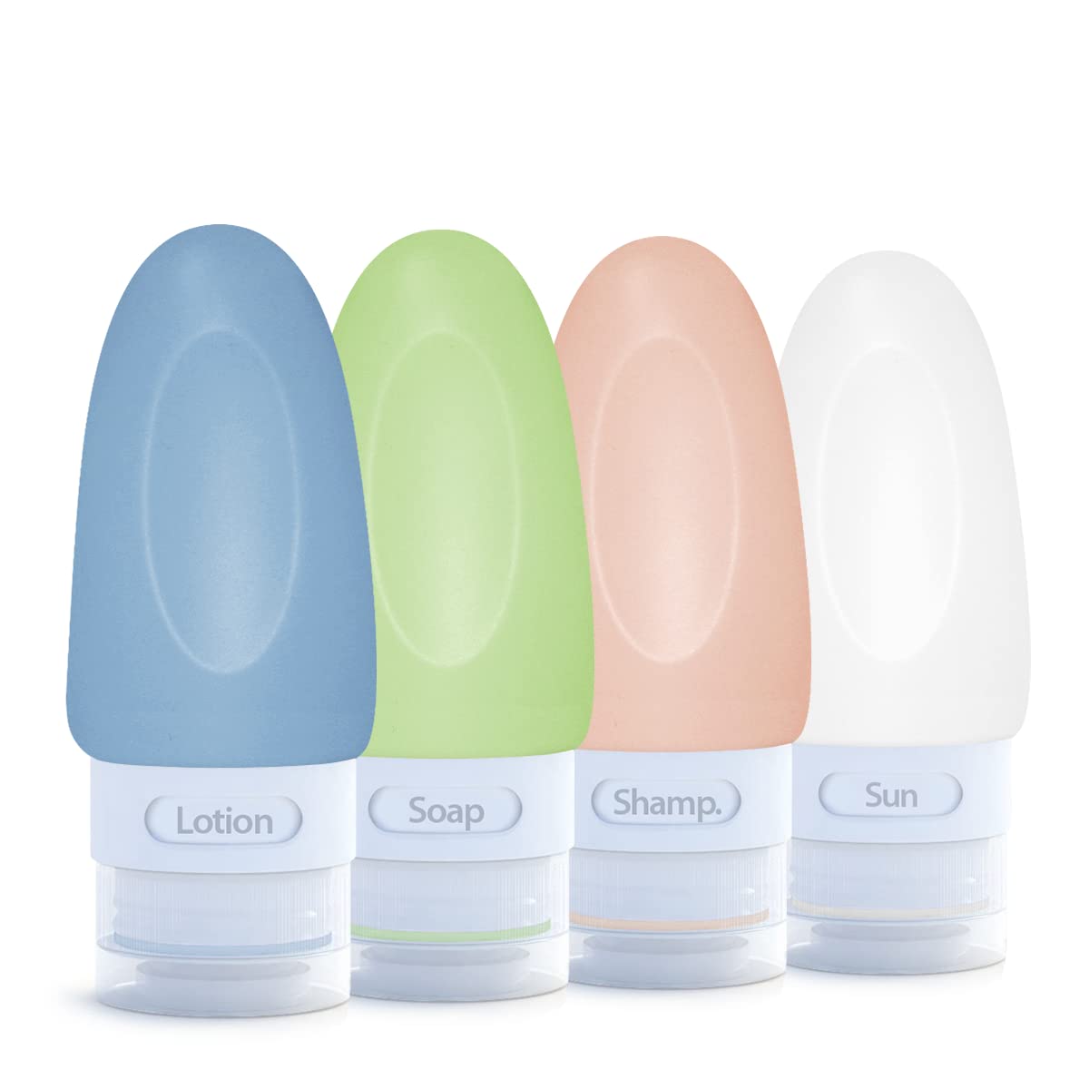 **Dot&Dot Leak Proof Travel Bottles for Toiletries - 4 Pack Silicone TSA Approved 1 oz Travel Size Bottles for Shampoo, Conditioner & Liquids - Perfect for Airplane, Gym & Vacation**