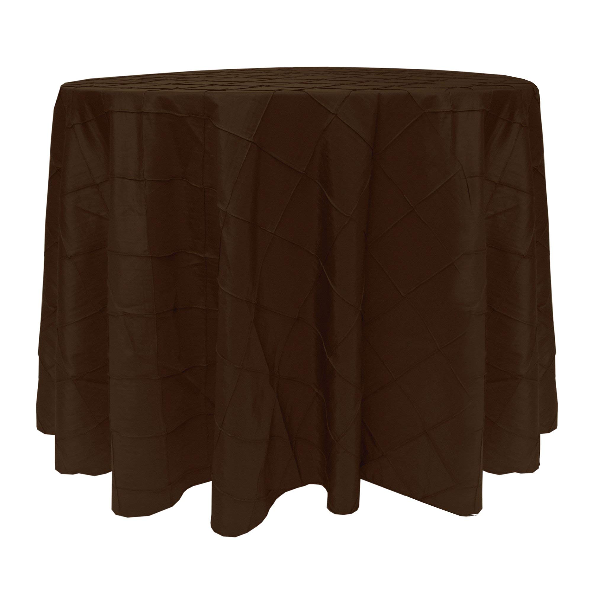 Ultimate Textile Embroidered Pintuck Taffeta 120-Inch Round Tablecloth in Chocolate Light Brown - Perfect for Weddings, Banquets, and Formal Dining Events