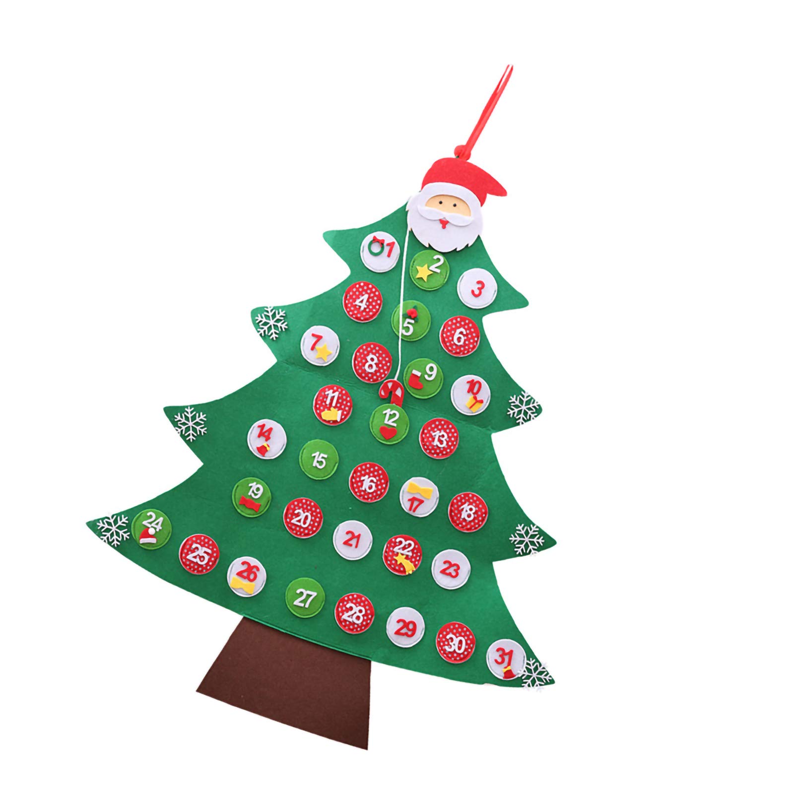 Tabpole Christmas Countdown Wall Calendar - 31 Days Non-Woven Fabric Hanging Advent Calendar with Tree Design | Perfect for Home, Office & Classroom Holiday Decor