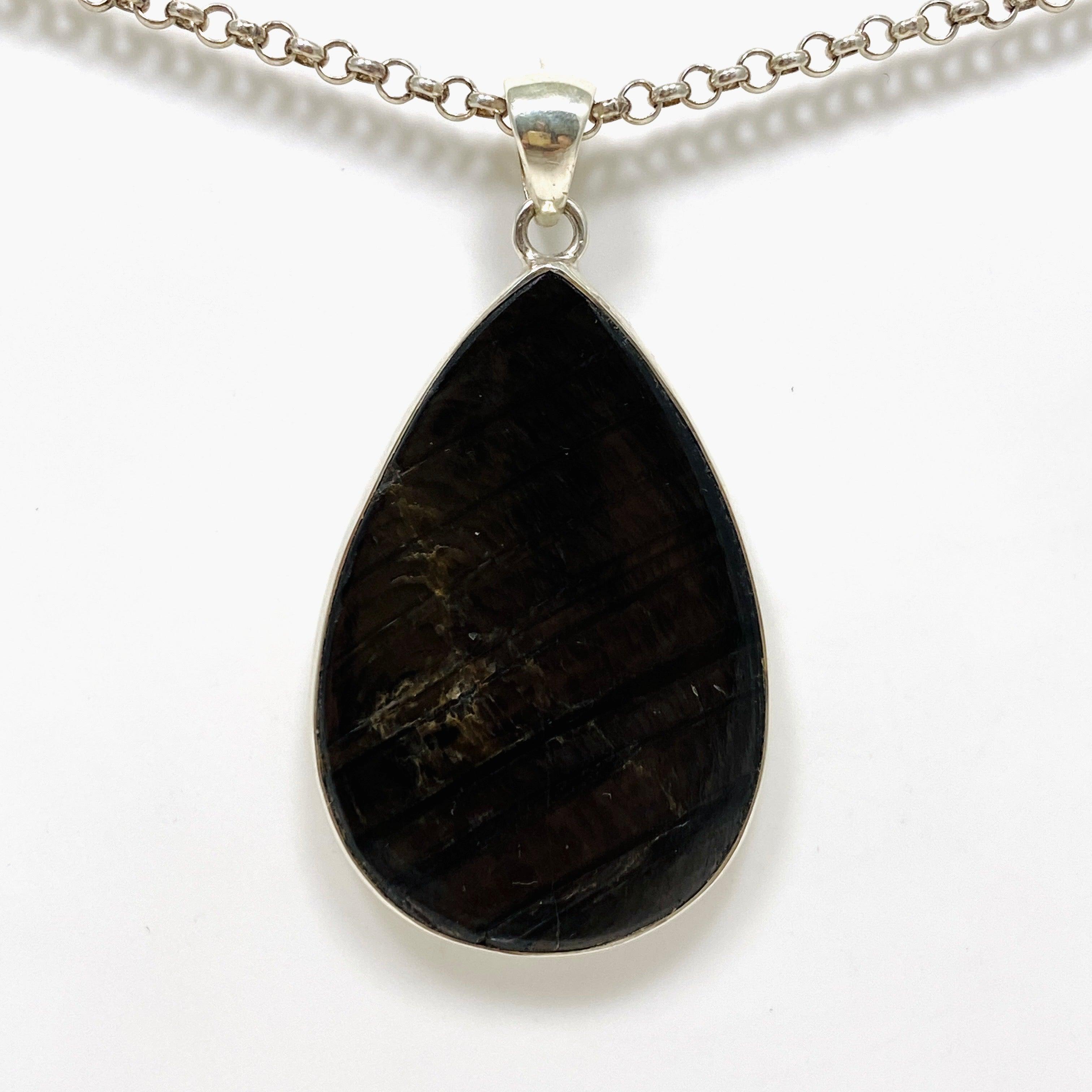 Hypersthene Teardrop Pendant Necklace KPGJ4268 - Healing Crystal Jewelry for Meditation, Energy Balance & Spiritual Growth