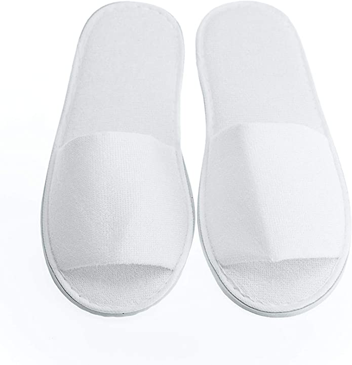20/100 Pairs Hotel Guest White Open Toe Spa Slippers for Women & Men - US Size 10 - Comfortable Disposable Slippers for Hotels, Spas, Salons, and Home Use