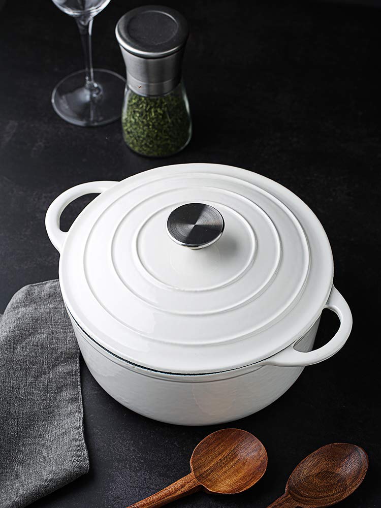 Premium Cast Iron Enamel Stockpot - 3.5Qt Chef Classic Mini Soup Pot with Lid, Nonstick Dutch Oven for Healthy Cooking | Ideal for Home Kitchen & Restaurant Use | Perfect for Soups, Stews, Braising & Gift Giving
