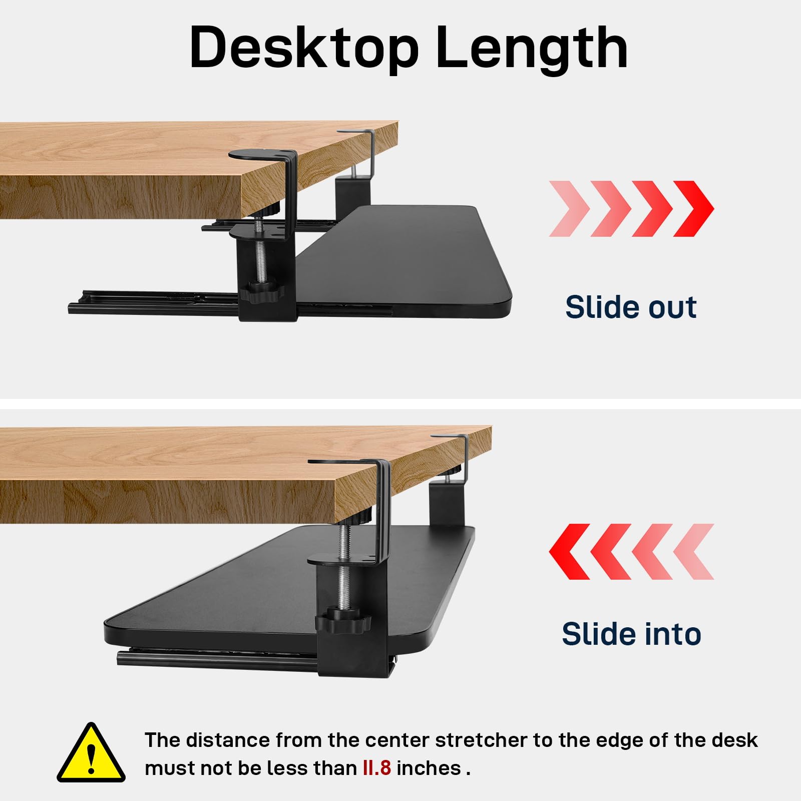 Under Desk Keyboard Tray Slide - Heavy Duty C Clamp Mount Pull Out Keyboard Stand for Computer (30x11 Inch) - Ergonomic Office Desk Accessory & Space Saving Desk Extender - Perfect for Home Office, Gaming Setup & Workspace Organization
