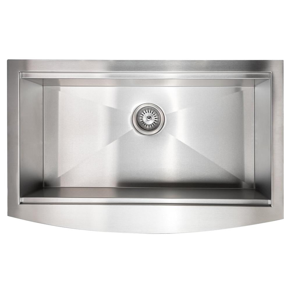 ZLINE Moritz 33-inch Farmhouse Apron Front Stainless Steel Kitchen Sink - Single Bowl Design with Bottom Grid & Accessories (SLSAP 33) - Perfect for Rustic & Modern Farmhouse Kitchens, Renovations & DIY Projects