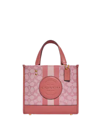 Coach Dempsey Tote 22 - Signature Jacquard Crossbody Bag with Stripe Design & Embroidered Coach Patch | Perfect for Work, Travel & Everyday Use