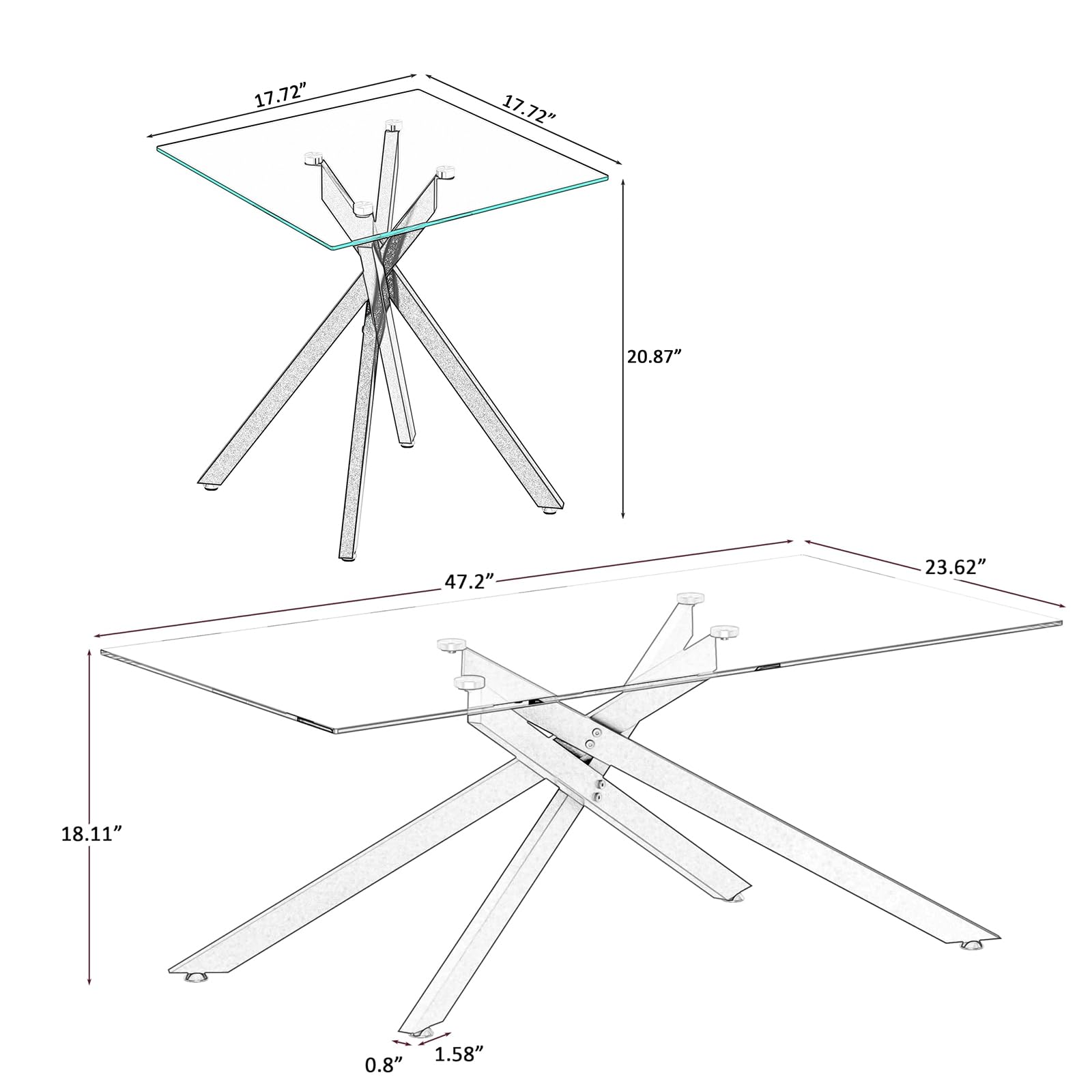 Modern 2-Piece Glass Coffee Table Set with Tempered Glass Top & Gold Metal Legs - Living Room & Home Office Furniture - Perfect for Small Spaces, Sofa Sets & Lounge Areas