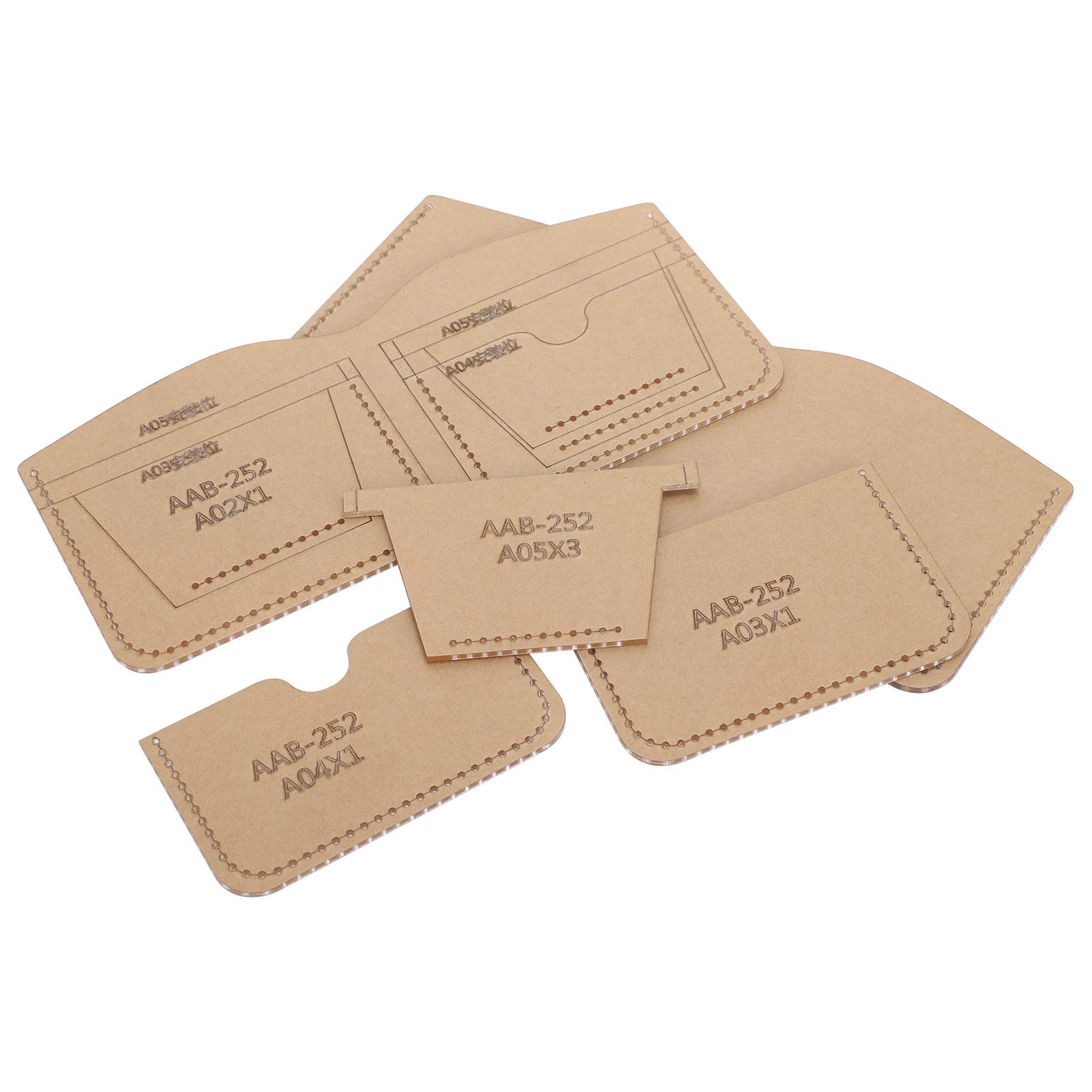 5PCS Clear Acrylic Wallet Stencil Templates - Leather Craft Pattern Guide for DIY Wallet Making | Perfect for Leatherworking, Card Holder Crafting & Gift Projects