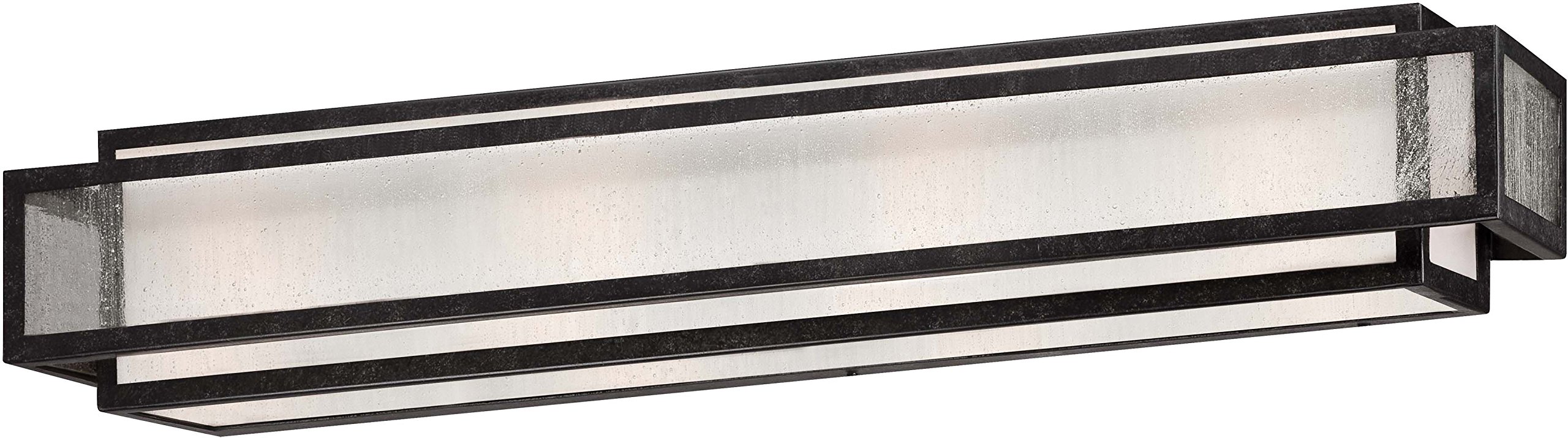 Minka Lavery Camden Square 4-Light Wall Sconce - 400W Vanity Bathroom Lighting Fixture with Glass Shade in Aged Charcoal - Perfect for Bathroom, Hallway, and Bedroom Wall Decor