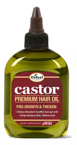 Difeel Premium Castor Oil for Hair Growth & Thickness - 100% Pure Natural Hair Treatment for Dry, Damaged Hair - Best for Scalp Massage, Hair Care & Styling