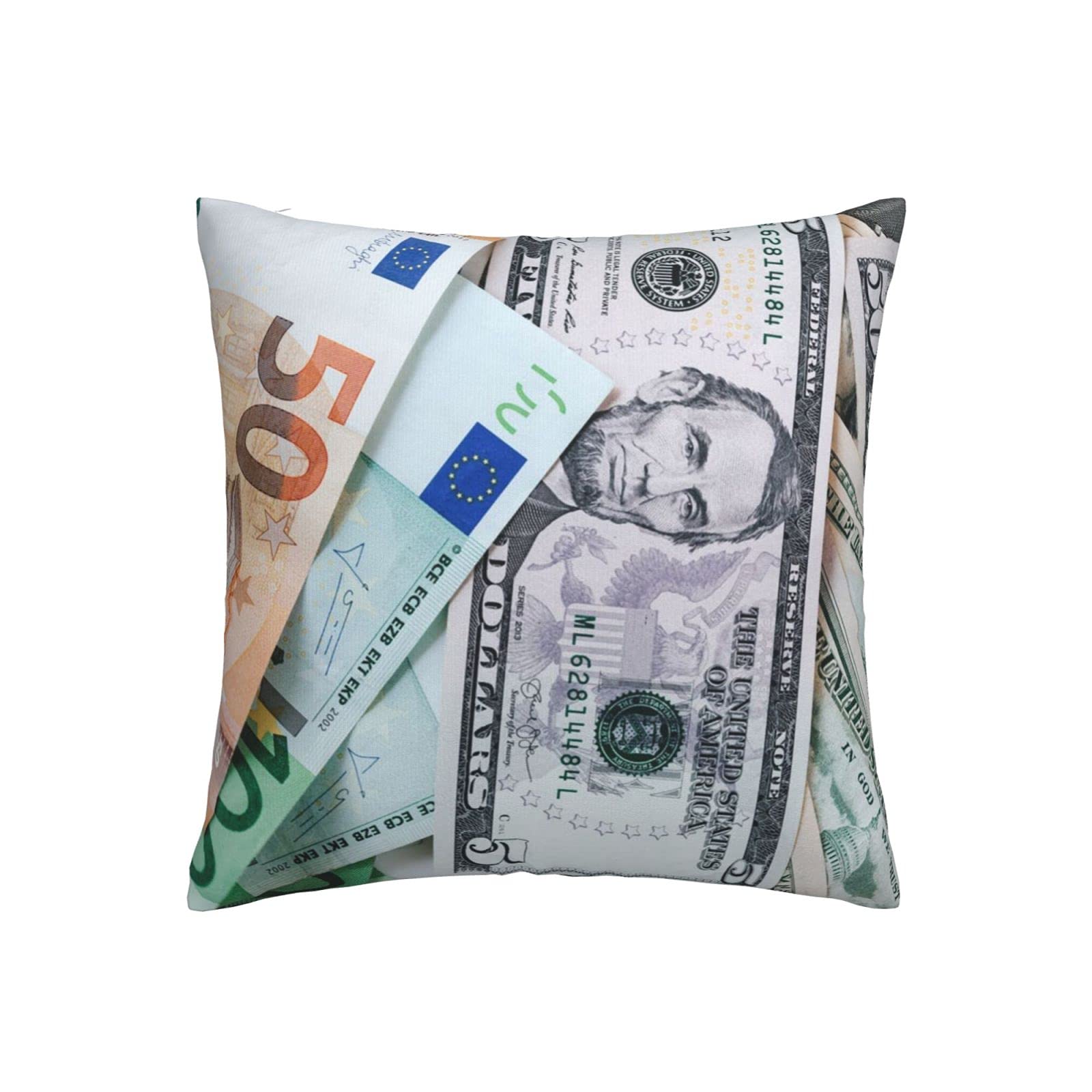 100 Dollar Bill Throw Pillow Covers 18x18 Inch - Luxury Money Print Pillowcases for Sofa, Bed & Home Decor - Perfect for Living Room, Office & Gifts