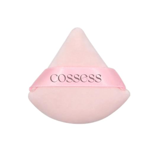 COSSESS Triangle Powder Puff - 2 Pack Makeup Sponge for Loose & Body Powder | Wet & Dry Cosmetic Sponge for Contouring, Under Eyes & Face | Soft Cotton Blender for Flawless Makeup Application | Perfect for Daily Use & Professional Makeup Kits