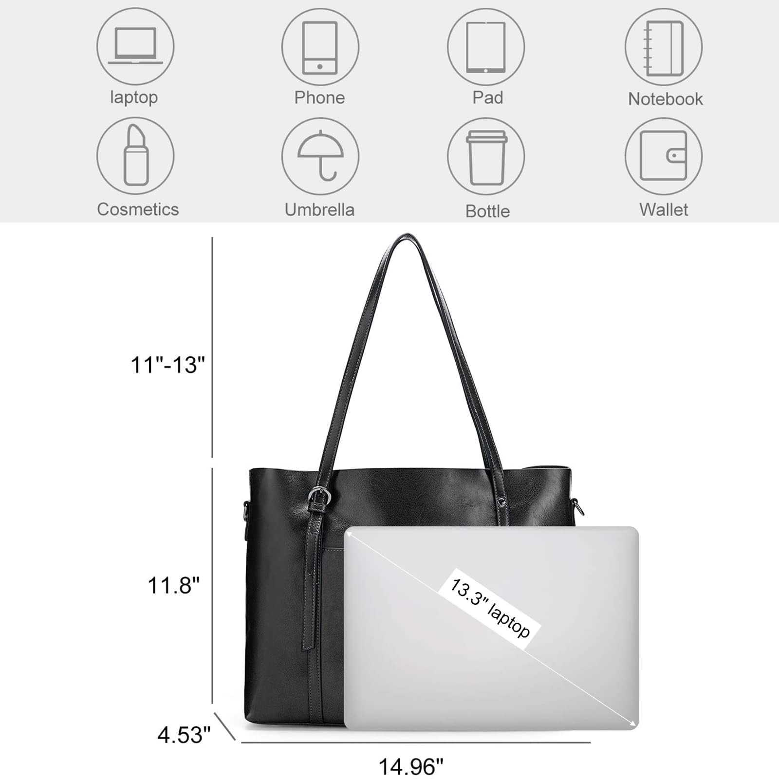 S-ZONE Women's Cow Split Leather Top Handle Satchel Tote Shoulder Bag - Large Capacity Work Bag for Office, Commute & Travel | Stylish & Durable Handbag for Professional Women