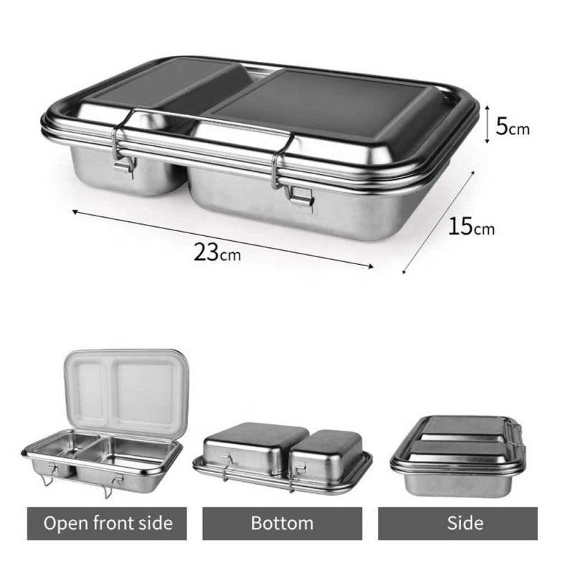 EcoCocoon Stainless Steel Leakproof Bento Lunch Box - 2 Compartment Food Container for Adults & Kids - Perfect for School, Office, Picnics & Meal Prep (Grape Color)