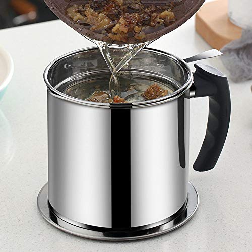 Arinda 3-in-1 Stainless Steel Oil Filter Strainer & Colander - Reusable Fry Oil Filter Pot for Kitchen, Deep Frying & Cooking - Perfect for Filtering Used Cooking Oil, Straining Pasta & Draining Vegetables