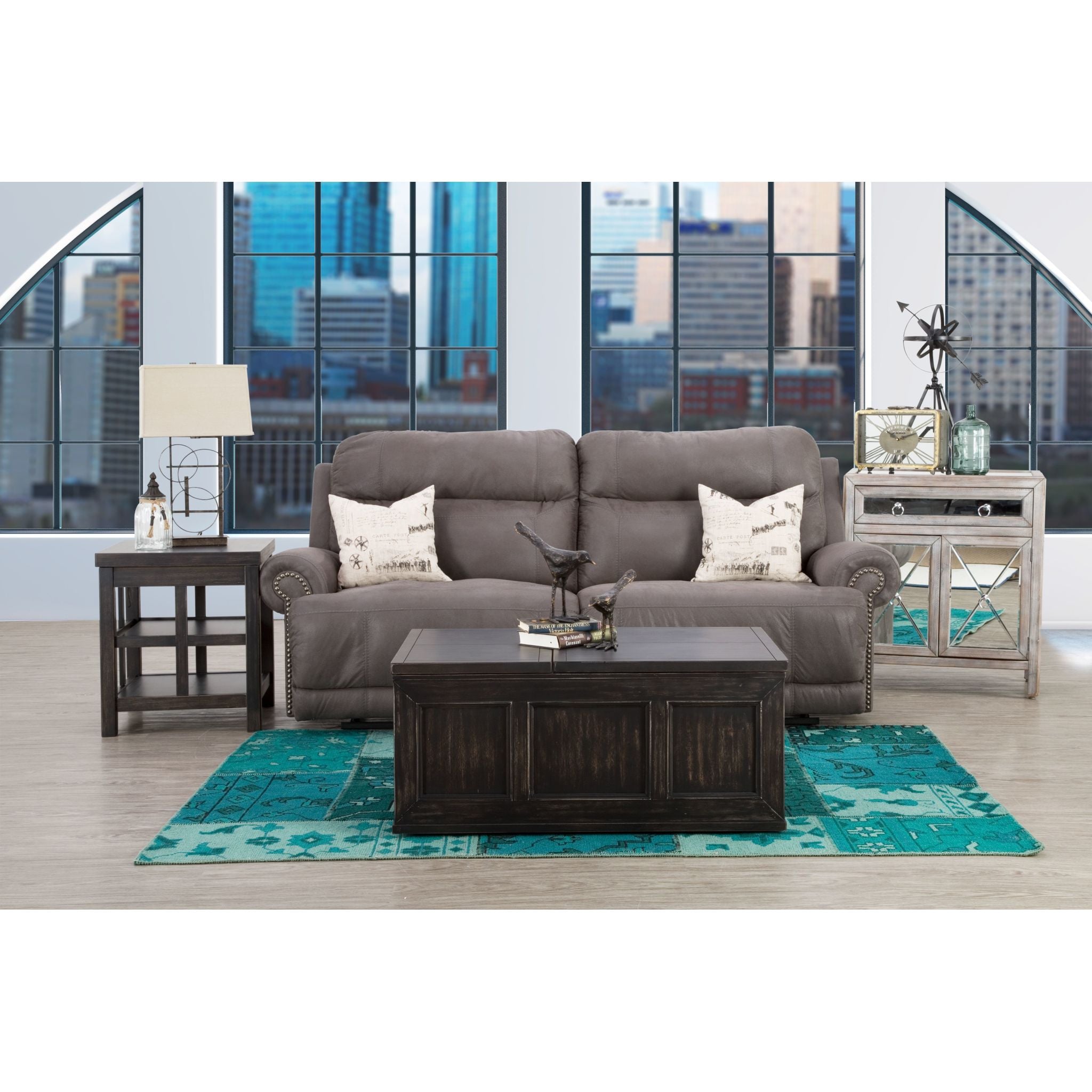Stylish Austere Reclining Sofa in Gray - Modern Comfort for Living Room, Home Theater & Lounge Spaces